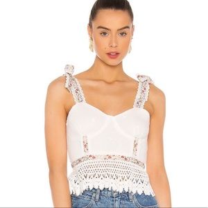 NWT TULAROSA white lace floral cropped summer bride top